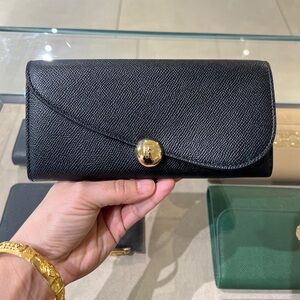 Ferragamo Black Asymmetrical Flap Wallet On A Chain Bag